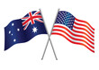 USA and Australian flags crossed alliance