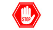 Red stop icon symbol with hand, no, sign. Stop prohibition symbol. Red ban icon. vector illustration.