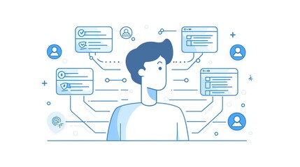 Customer relationship management service, flat illustration.