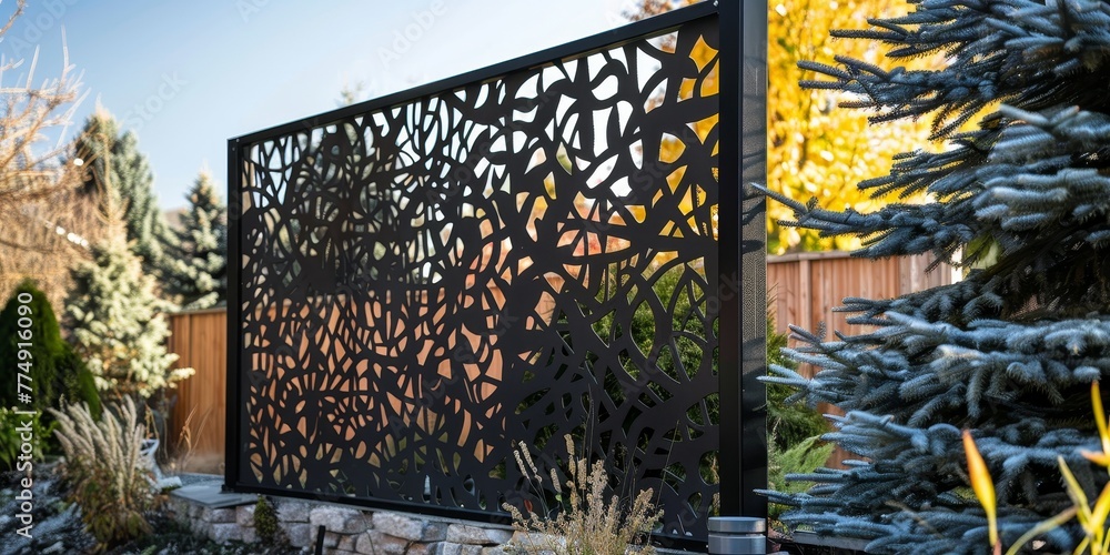 Custom-designed metal panels with laser-cut patterns, offering a modern ...