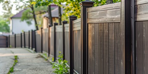 Sticker - composite fence that offers privacy for the backyard and the house perimeter