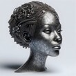 화려한 무늬 여자 얼굴 금속 조각상