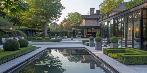 Poster - elegant modern backyard with a reflecting pool