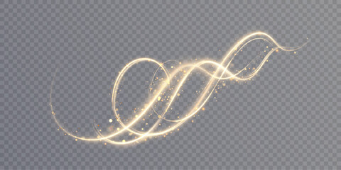 Leinwandbilder - Light effect Magic golden wind for web design and fairytale decoration. Golden magic comet with lots of sparkling bokke and shimmering light effects. vector