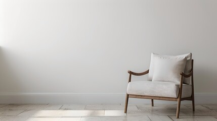 Wall Mural - elegant minimalist interior with a single chair and cushion. perfect for contemporary design themes.