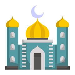 Islamic Religious Community Center facade vector icon design, Muslim marriage Symbol, Islamic wedding customs Sign, Indian subcontinent matrimony stock illustration, Nikah in mosque concept