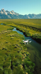 Wall Mural - Scientists using drones to survey wildlife habitats