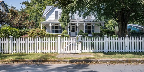 Poster - picket fence that encloses the front yard and backyard