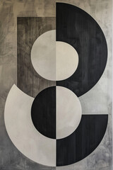 Canvas Print - the letter b has geometric shapes in the background, in the style of bauhaus-inspired designs, dark gray