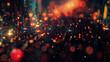 A blurry image of a cityscape with many lights and dots