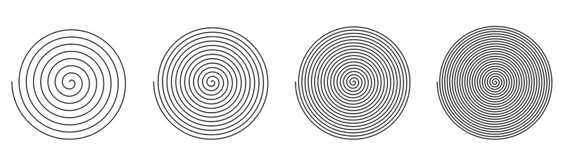 Wall Mural - A set of simple thin line spirals – Basic swirls isolated on a white background