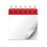 Fototapeta Sypialnia - Vector blank calendar icon illustration with page turning in the corner isolated on white background