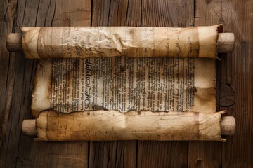 Ancient Hebrew biblical scroll with old parchment texture, religious manuscript illustration