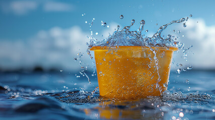 Wall Mural - Pouring water splashes into the bucket.