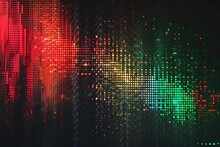 Grungy Black, Red And Green Noise Texture, Abstract Retro Background With Bright Light And Glow, Color Gradient, Digital Illustration