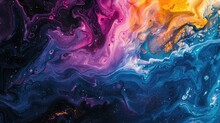 Abstract Acrylic Painted Background. Fluid Art Texture , Abstract Background Of Blue And Pink Paint In The Form Of Waves,An Abstract Painting With Purple And Blue Hues Against A Black Background
