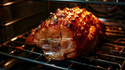 Canvas Print - Roast ham in the oven 