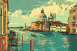 Venice, Italy. The lagoon and its historic palaces. 