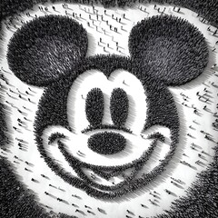 black and white drawing of a Miki mouse 