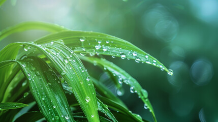 Canvas Print - A leaf with raindrops on it