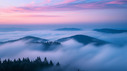 Wall Mural - Misty calm landscape.