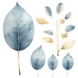 watercolor and gold leaves. herbal illustration. Botanic tropic composition. Exotic modern design