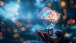 A hand-held light bulb illuminating  world of cloud AI generated illustration