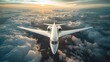 A sleek white airplane cutting through the atmospher  AI generated illustration