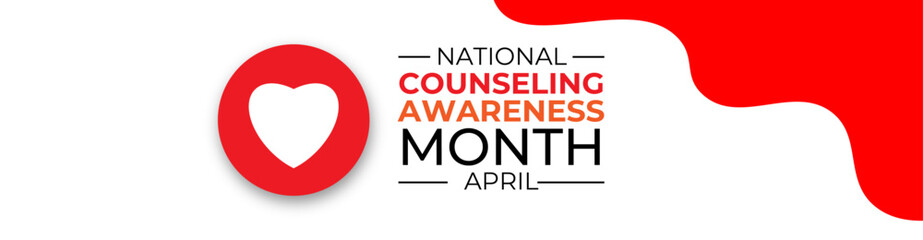 Wall Mural - National Counseling Awareness Month background or banner design template celebrated in April. Holiday concept. banner, cover, placard, card, poster, flyer, brochure, web. vector illustration