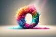 Colorful explosion font, letter O. 3d render