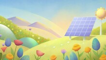 A Meadow Bursting With A Variety Of Wildflowers With A Small Group Of Solar Panels Tucked Away In The Corner Demonstrating The Compatibility Of