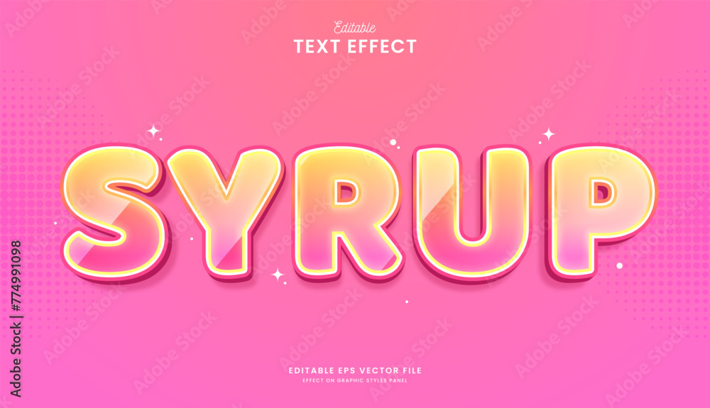 decorative editable cute pink syrup text effect vector design Stock ...
