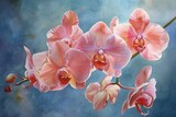Fototapeta Kwiaty - Brightly colored orchid in realistic watercolor, vivid and lifelike, showcasing floral elegance