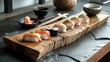 Sushi set. Sushi roll with salmon, tuna, eel and caviar. Japanese food.