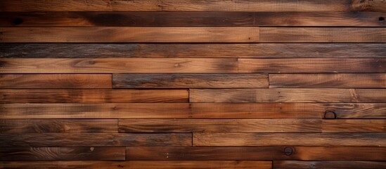 Poster - Detailed view of a wooden wall displaying a rich brown stain finish, adding warmth and character to the space