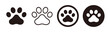 Dog and cat paw print vector icons