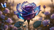 a beautiful transparent glass purple rose with a exquisite fragile iridescent