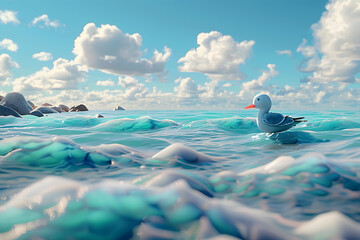 Poster - 3D Cartoon Sea Background for Kids 