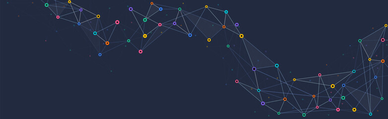 Geometric connected background. Connecting dots and lines. Global network connection. Banner template for technology.