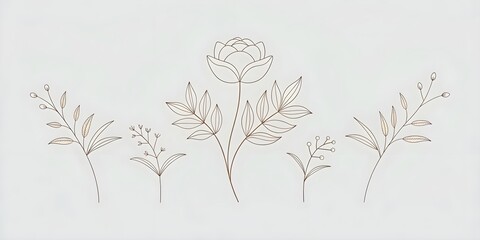 Wall Mural - set of hand drawn watercolor plants. botanical illustration