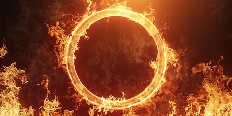 Wall Mural - burning circle on black background, abstraction, wallpaper.