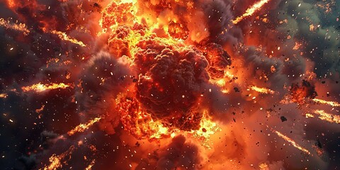 Wall Mural - a powerful explosion, fire, tragedy, chemical reaction.