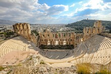 Aerial View Of Odeon Of Herodes Atticus Theatre In Athens, Greece