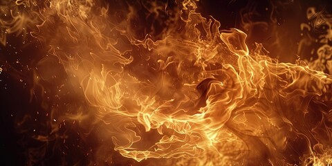 Wall Mural - illustration of fire on a black background, burning, background, wallpaper.