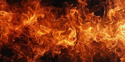 Wall Mural - illustration of fire on a black background, burning, background, wallpaper.