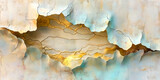 Fototapeta Mapy - Vintage background  with cracks filled gold and colorful paint and holes in it.