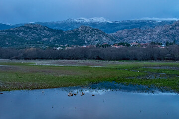 Natural landscape view of the mountains in Manzanares el Real, Spain