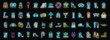 Water park icons set outline vector. Slide pool. Swim waterpark neon color on black