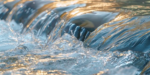 Canvas Print - Water on pitfalls, mountain river, pure natural water, fresh, background, wallpaper.