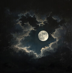  small, full moon, dark sky